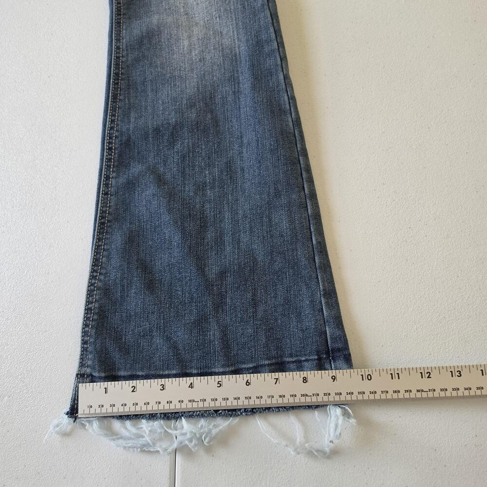Y2K Mudd Jeans Juniors 11 Medium Wash Blue Low Rise Flare Lace Up Stretch Denim - Picture 8 of 11
